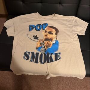 Pop Smoke Graphic Tee in Cream and Blue